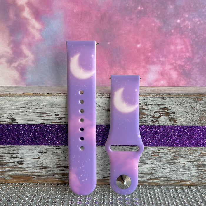 Lavender Sky Print Silicone Band For Fitbit Versa 1/2