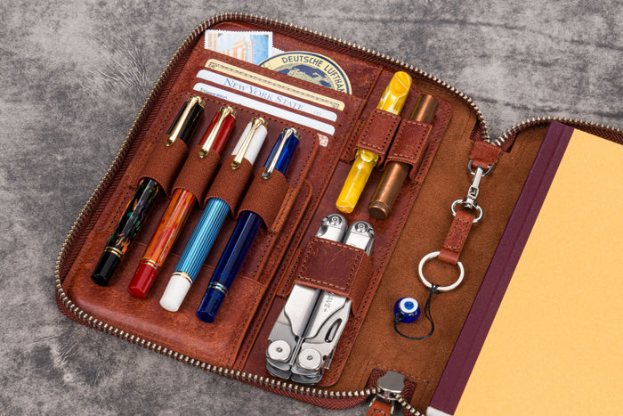 Leather Zippered A5 Leuchtturm1917  Notebook Folio  - Pueblo Cognac