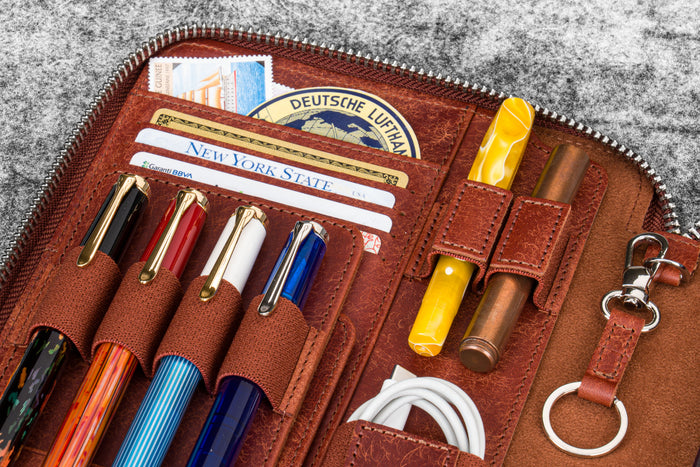 Leather Zippered A5 Leuchtturm1917  Notebook Folio  - Pueblo Cognac