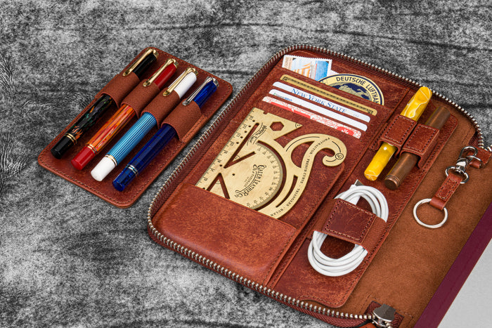 Leather Zippered A5 Leuchtturm1917  Notebook Folio  - Pueblo Cognac