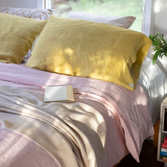 Lemon Curry Linen Pillowcase - Linen Tales