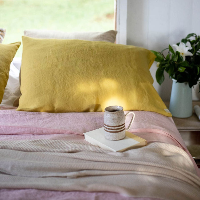 Lemon Curry Linen Pillowcase - Linen Tales