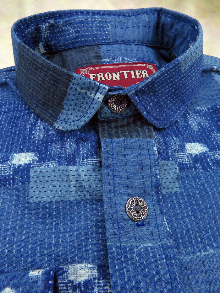 Light Blue Patchwork Pattern Men's Dakota Shirt