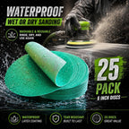 LiME LiNE 6” Waterproof Sanding Discs - Hook & Loop 25 Pc Reusable Discs