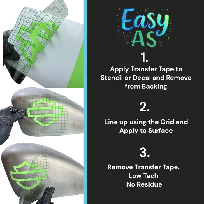 LiME LiNE Combo Removable Vinyl Stencil Masking, Bonus Transfer Tape, No Residue