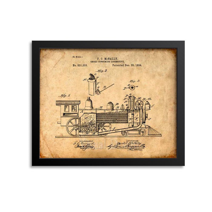 Locomotive Train Engine Patent Print