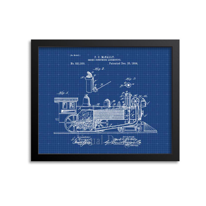 Locomotive Train Engine Patent Print