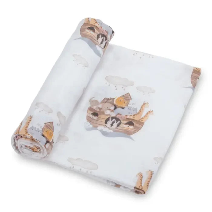 Lolly Banks Noah's Ark Muslin Swaddle Blanket