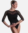 Long Sleeve Dance Leotard, Floral Lace Design