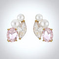Wedding Jewelry - Pearl and Pink CZ Bridal Stud Earrings