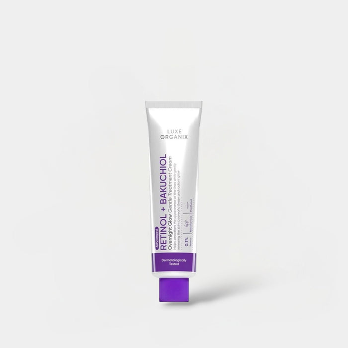 Luxe Organix Retinol+ Bakuchiol Overnight Glow Gentle Treatment Cream 30g كريم لوكس أورجانيكس ريتينول+ باكوتشيول المضيء ليلاً - Princess Cosmetics Qatar