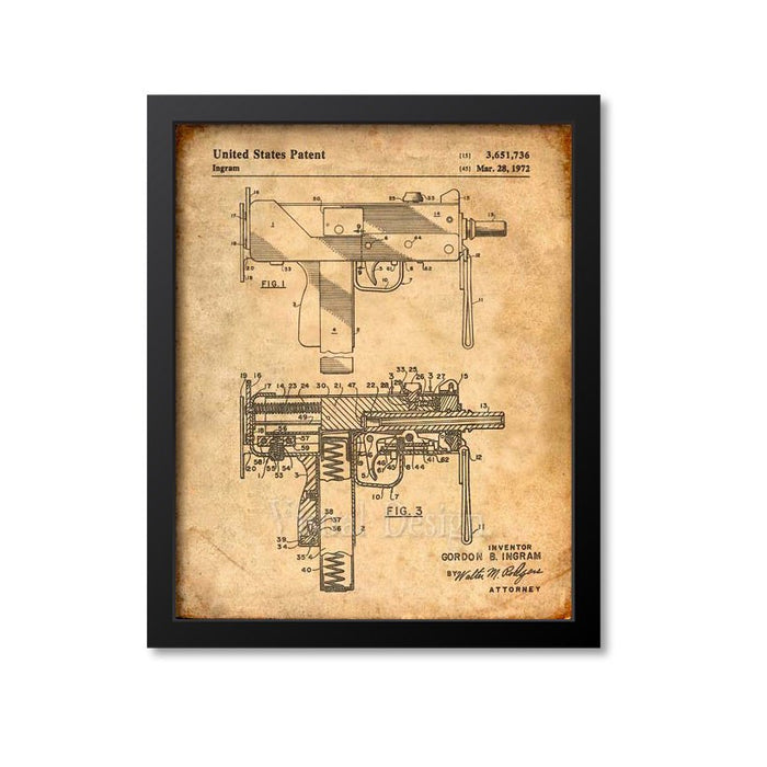 Mac-10 Uzi Patent Print