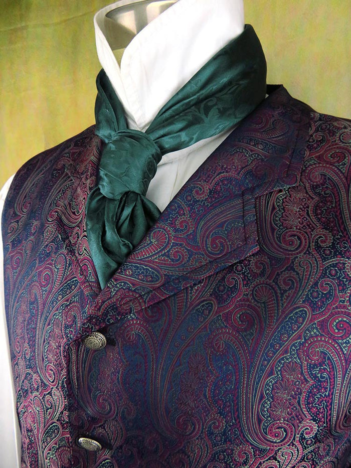 Men's Brocade Vest - Berry and Olive Paisley