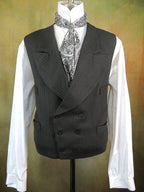 Men's Double Breasted Vest - Black and Charcoal Grey Alternating Stripe