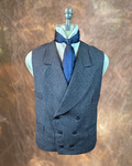 Men's Double Breasted Vest - Black, Grey and Navy Houndstooth Tweed (948-A)