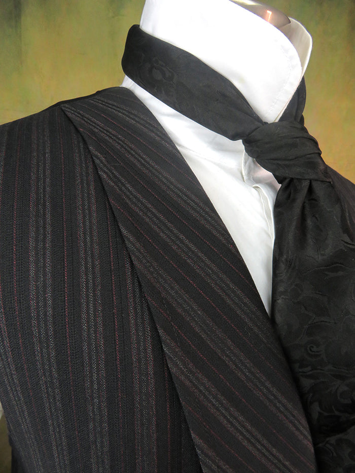 Men's Double Breasted Vest - Black with Charcoal and Copper Stripe #621