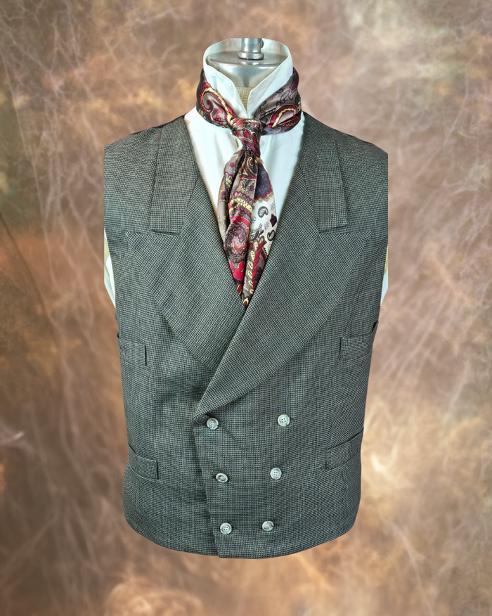 Men's Double Breasted Vest - Brown and Black Mini Houndstooth 644