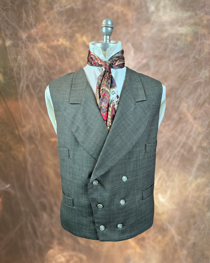 Men's Double Breasted Vest - Brown and Black Mini Houndstooth 644