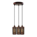 Metal Barrel Cage 3 Head Pendant Light in Rustic Red ~3921