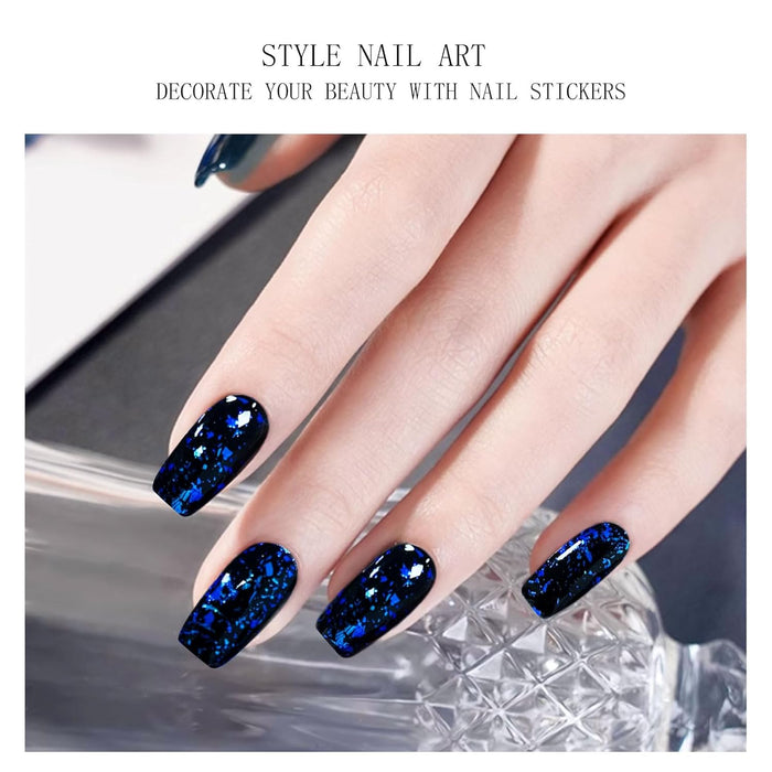 Midnight Blue Chunky Glitter Gel Nail Stickers