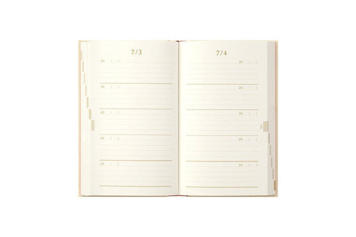 Midori MD 5 Years Diary - Embroidery Flower Design - Cream