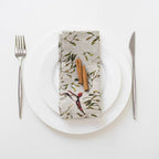 Mistletoe on Natural Linen Napkins Set of 2 - Linen Tales Global