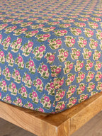 Mix & Match Cotton Fitted Sheet - Denim Fields-view 1