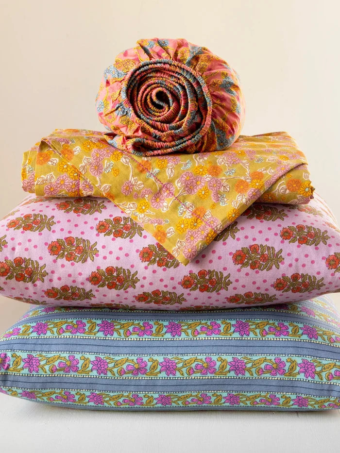Mix & Match Cotton Flat Sheet - Indigo Vines-view 3
