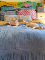 Mix & Match Cotton Pillowcase, Single - Blue Floral Stripe-view 4