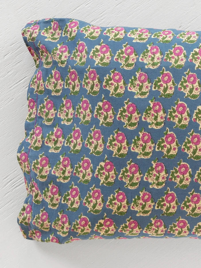 Mix & Match Cotton Pillowcase, Single - Denim Fields-view 3
