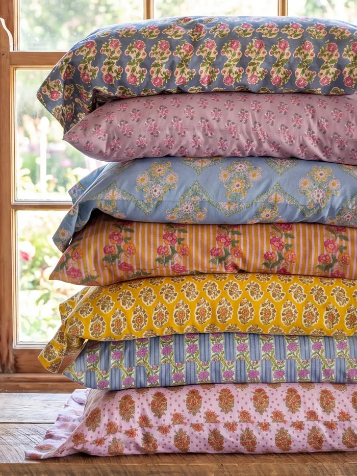 Mix & Match Cotton Pillowcase, Single - Denim Fields-view 4