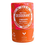 A 32g cardboard tube of cinnamon and patchouli scented natural dedorant.