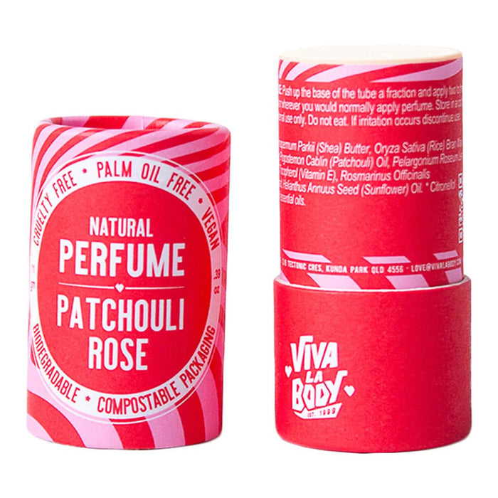 Inside of Viva La Body Natural Perfume - creamy stick. Ingredients & directions on inner tube.