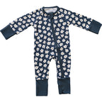 Navy Daisy Ribbed Bamboo Zipper
