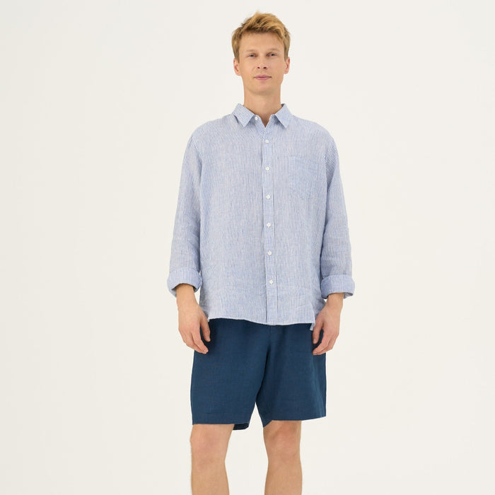 Navy Linen Amabilis Shorts - Linen Tales Global