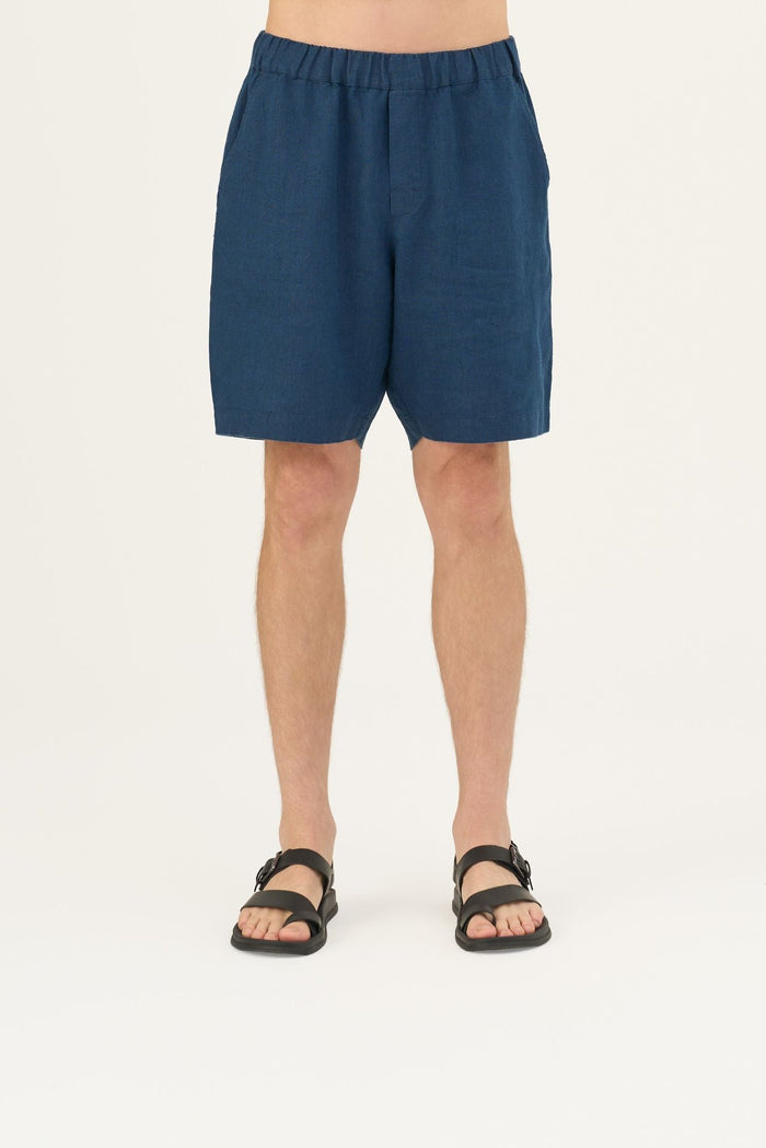 Navy Linen Amabilis Shorts - Linen Tales Global