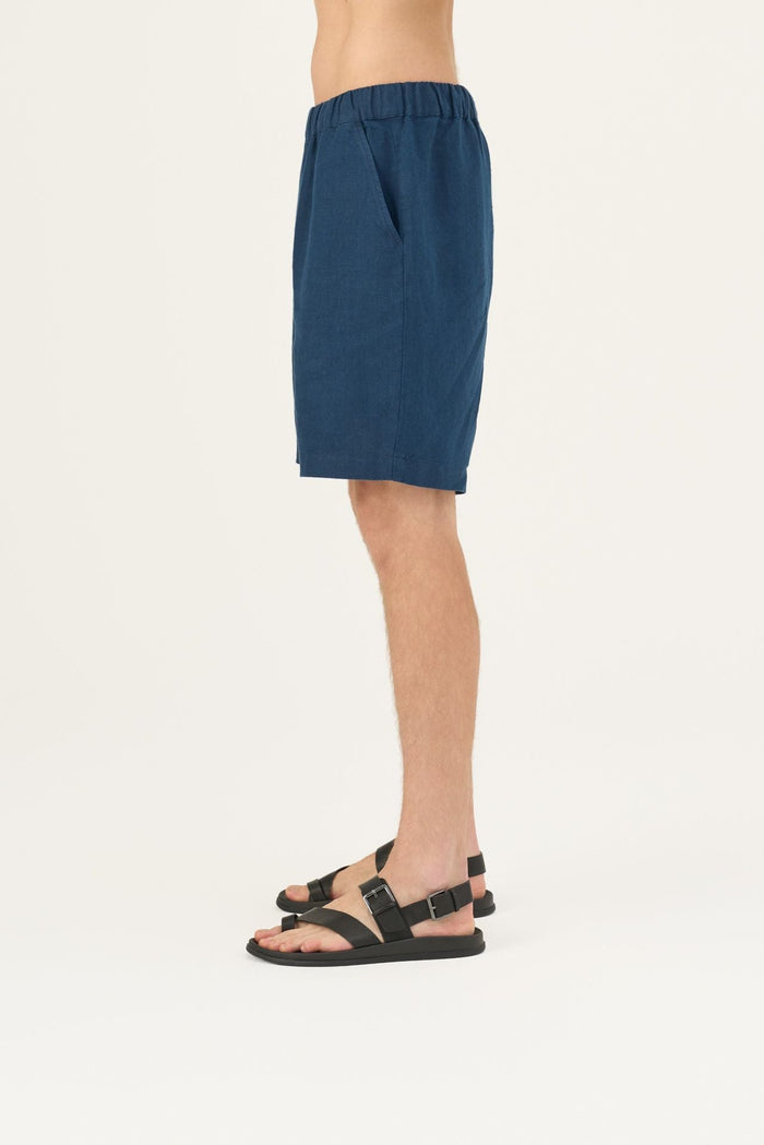 Navy Linen Amabilis Shorts - Linen Tales Global