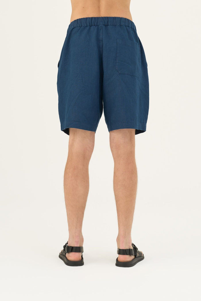 Navy Linen Amabilis Shorts - Linen Tales Global