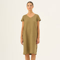 Olive Khaki Linen Goldenrod Dress - Linen Tales Global