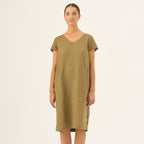 Olive Khaki Linen Goldenrod Dress - Linen Tales Global