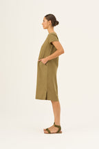 Olive Khaki Linen Goldenrod Dress - Linen Tales Global