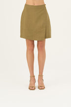 Olive Khaki Linen Lumen Skirt - Linen Tales Global