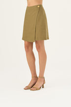 Olive Khaki Linen Lumen Skirt - Linen Tales Global