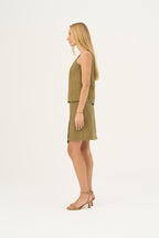 Olive Khaki Linen Polka Top - Linen Tales Global