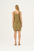 Olive Khaki Linen Polka Top - Linen Tales Global