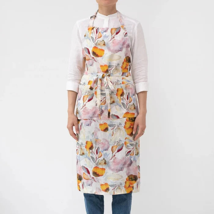 Orange Flow Linen Chef Apron - Linen Tales