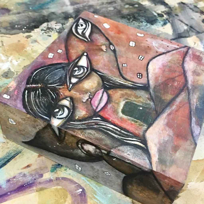 Original Wood Art 'Winged Friend' — close-up