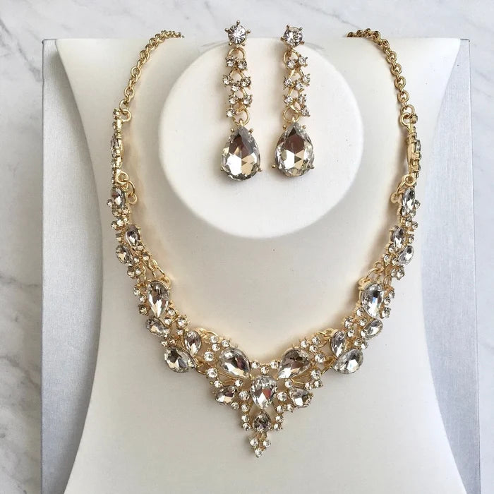 Gold Necklace and Earrings Set