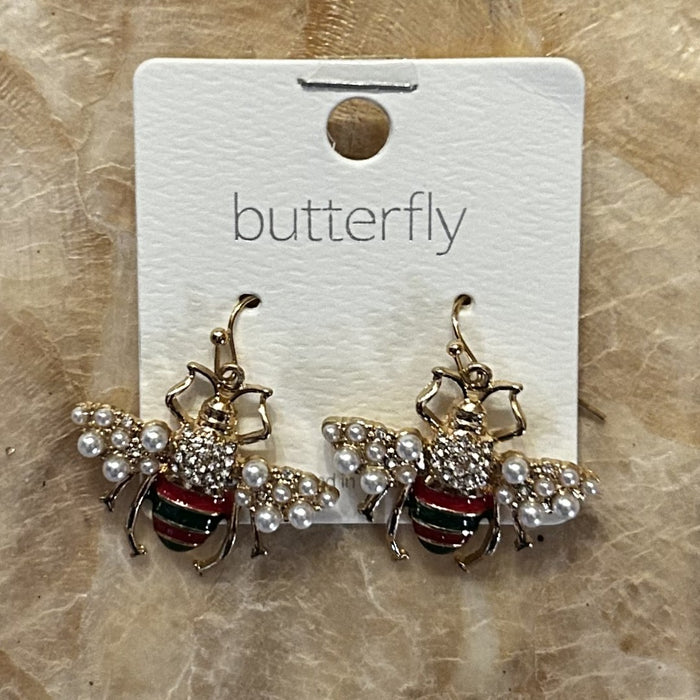 Pearled Bee Earrings