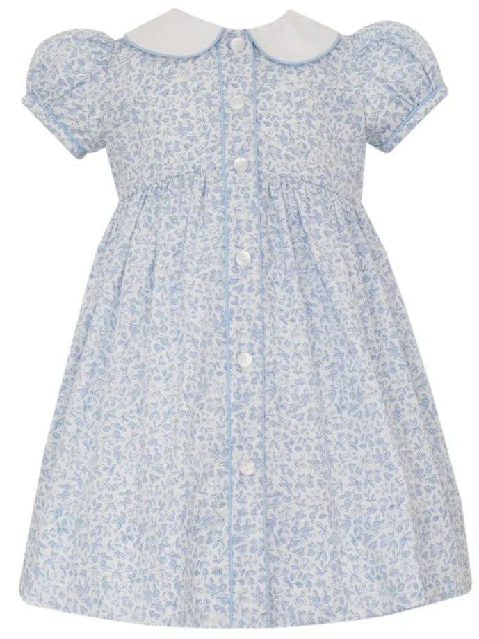 Petit Bebe Lt. Blue Floral Button Down Dress w/ Collar
